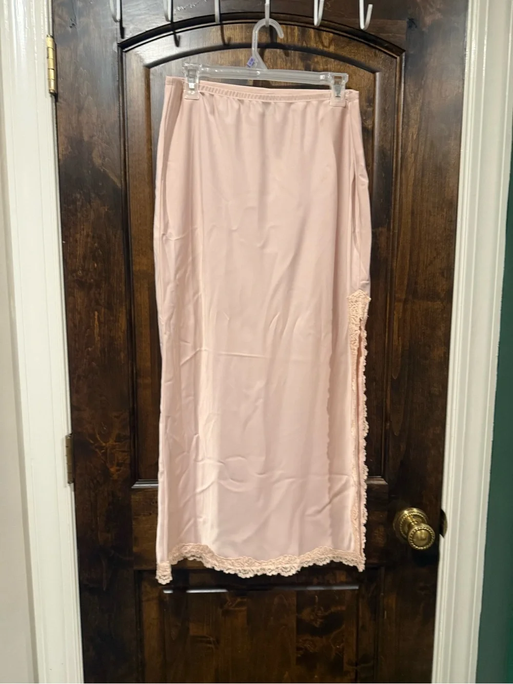 wild fable Pale Pink Lace-Trim Midi Skirt